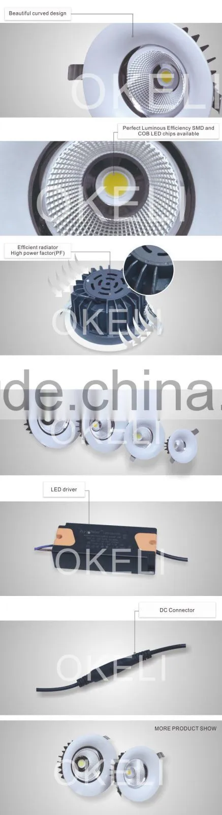Top quality CE RoHS BIS approved led cob downlight,cob led downlight 10w 15w 20w 30w