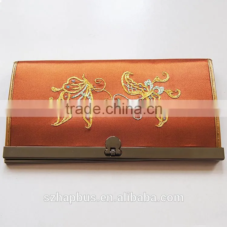 2015 Fashion Handmade Embroidery Lady Wallet 100%Silk