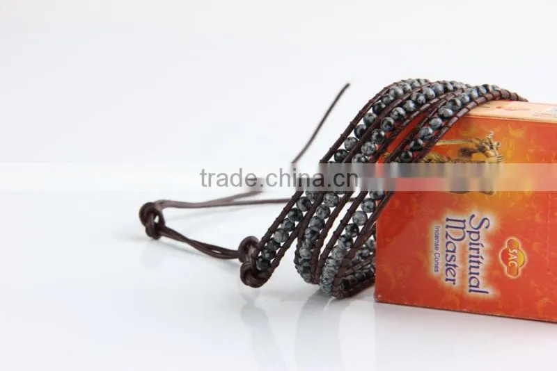 Semi-Precious Bead Handmade Wrap Bracelet Leather Bracelet Natural Stone Bracelet Women