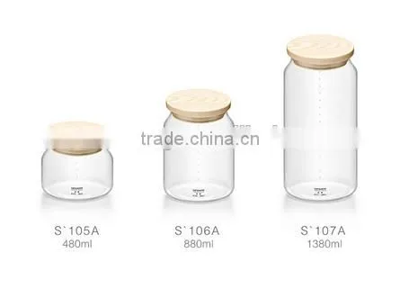 Factory supply airtight style daily necessities glass storage jar with bamboo lid