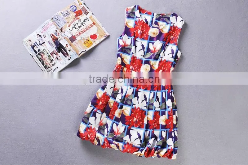 sleeveless woman pattern summer dress by dress manufacturer(Stock)