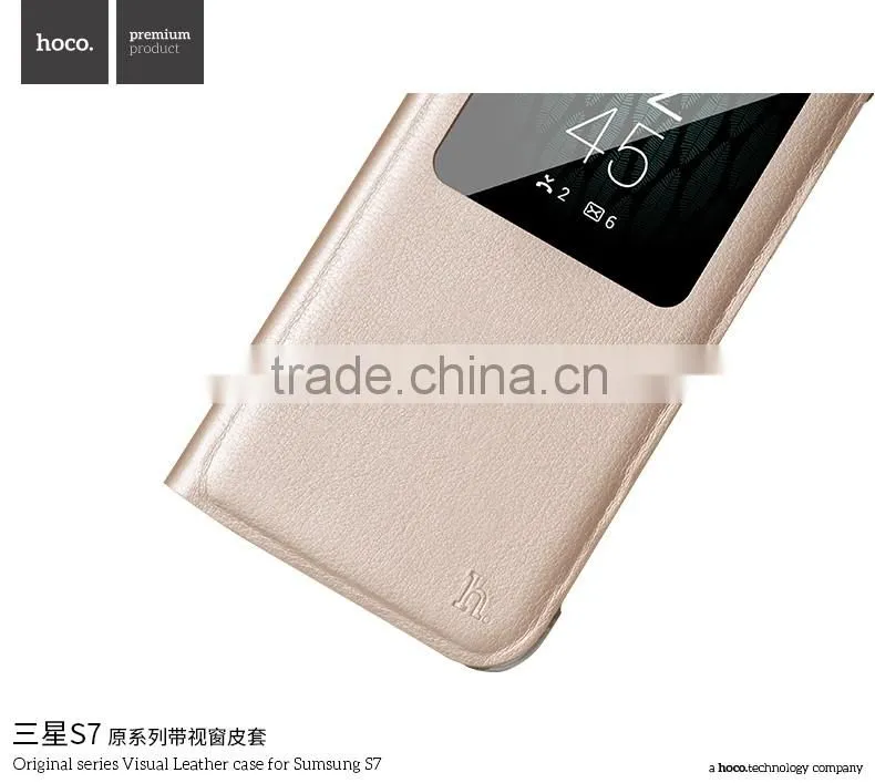 Hoco Flip PU Leather Case For Samsung S7 Original Series Leather View Window Protective Case For S7 TB-0259