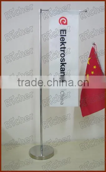 promotion polyester table flag desk flag with stainless stand