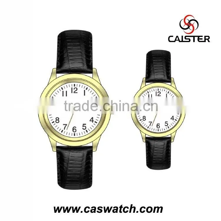 Hot fashion classic design couple watch, arabic numerals dial unisex watch, quality textured leather band wristwatch