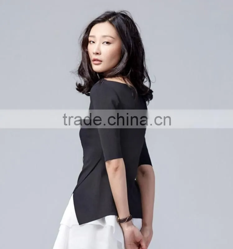 Woman sweater round neck half sleeve spring summer pullover with artwork on front