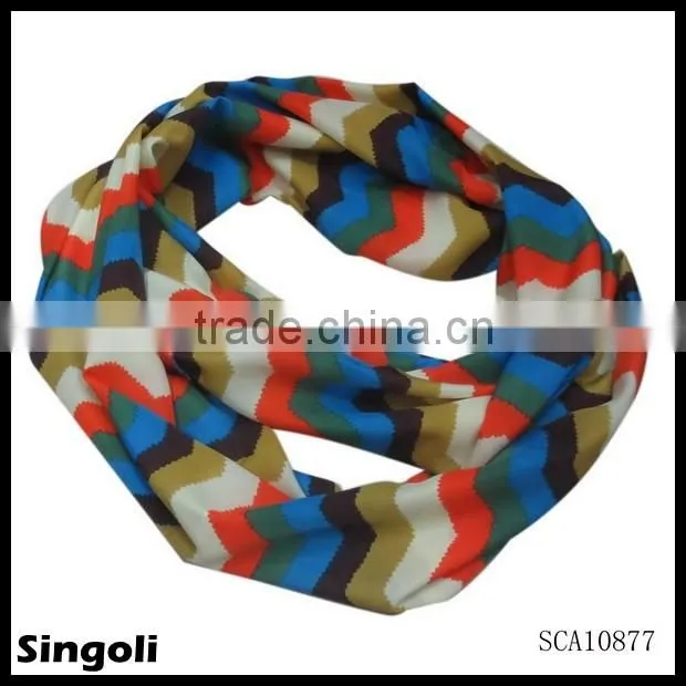 Chevron infinity scarf Wave Print Silk Cashmere Scarf