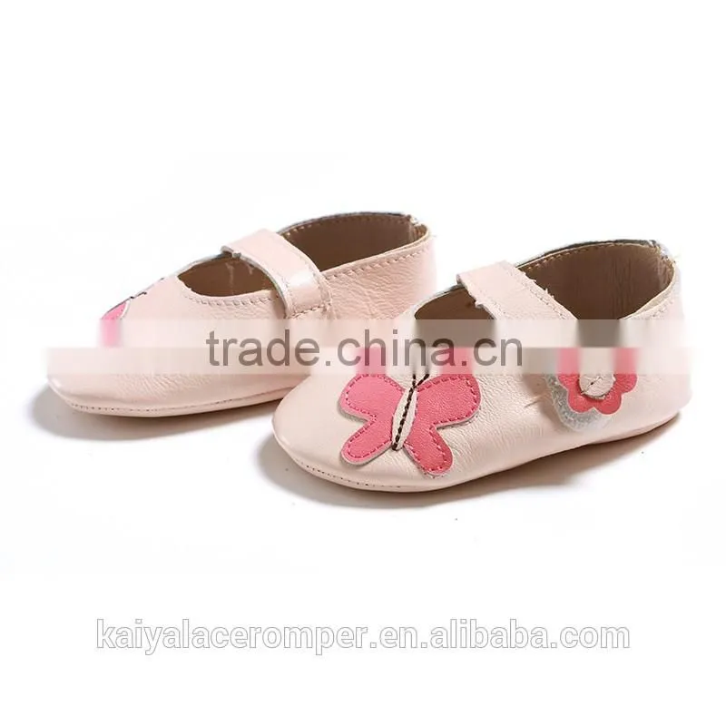 Soft Sole Baby Shoes Handmade Infant Gift Butterfly Pink Comfortable Leather Shoes