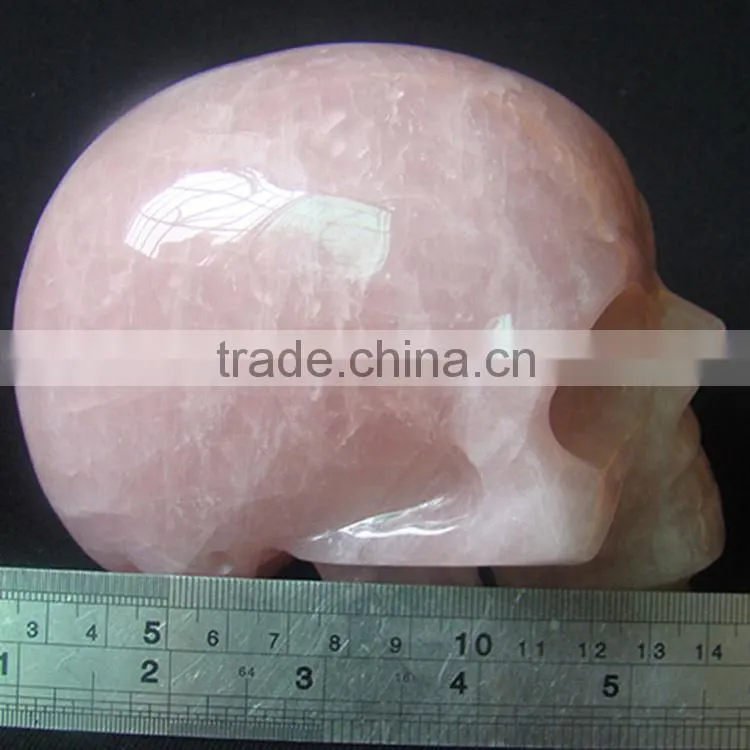 Wholesale big size 5" rose quartz skull carving