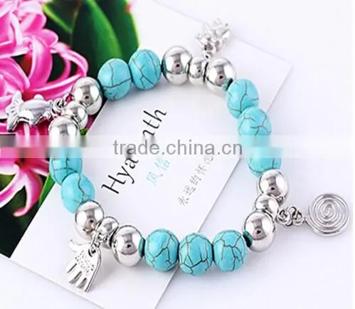 >>NEW SW16573 promotion beaded charm bracelet turquoise bracelet//
