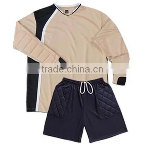 profession soccer goalkeeper uniform with protective padding