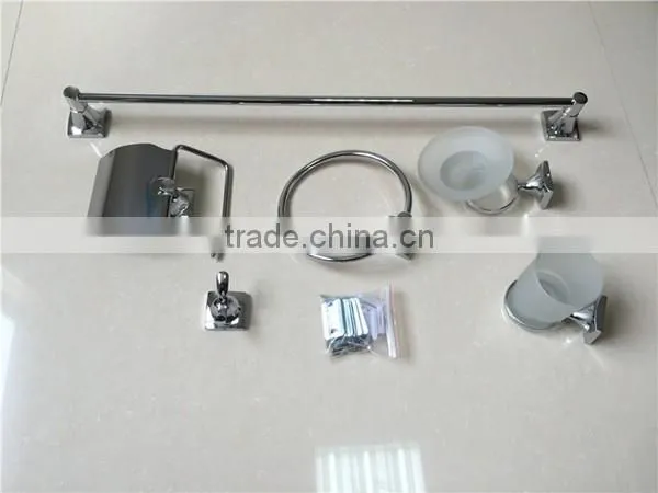 Zinc Alloy 6 Pieces bath hardware set Bathroom Accessories Sets with Chrome Towel bar Paper Holder Towel Ring Robe Hook Holders