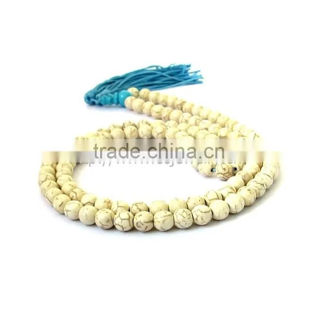 Necklace women natural stone muslim prayer beads yellow gold