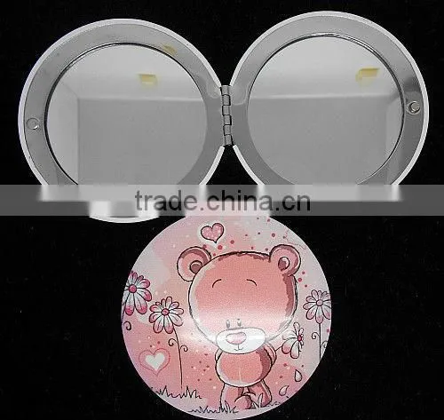 Fancy fashion Magnetic clip makeup mirror &Alminium round cosmetic mirror
