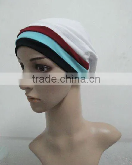 C004 new muslim underscarf with 3 lines,cotton underscarf and hats