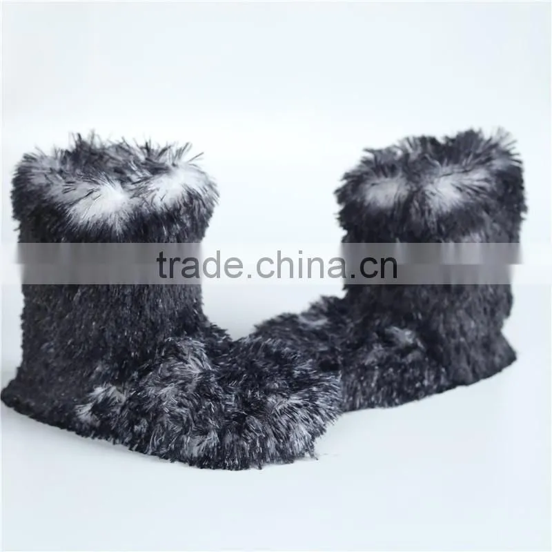 Ladies long pink PV plush boots
