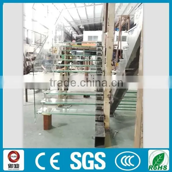 DIY Led glass straight floating stairs --YUDI