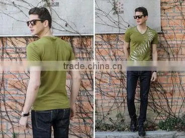 Fashion Summer Printed V-neck Men's T Shirt Design