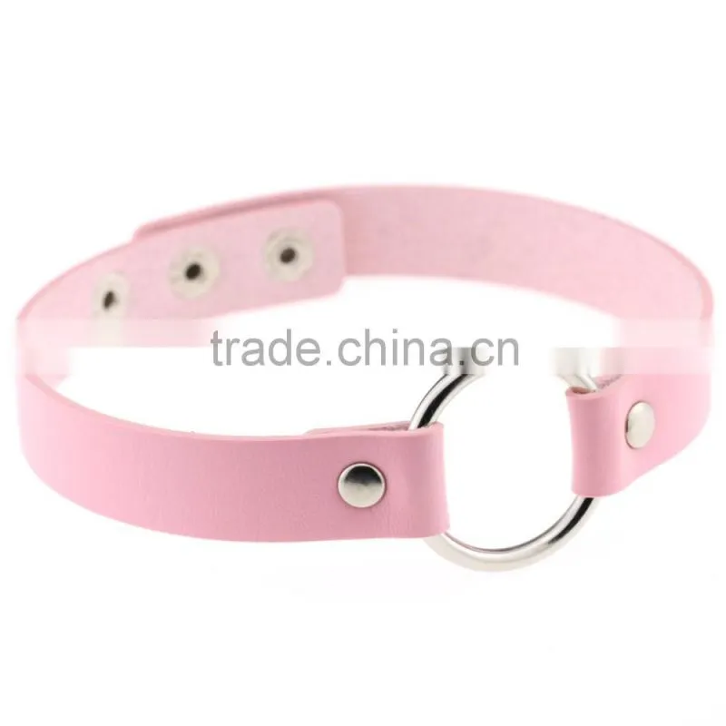 Handmade O-Ring Leather Necklaces Punk Gothic Collars Fashion Jewelry