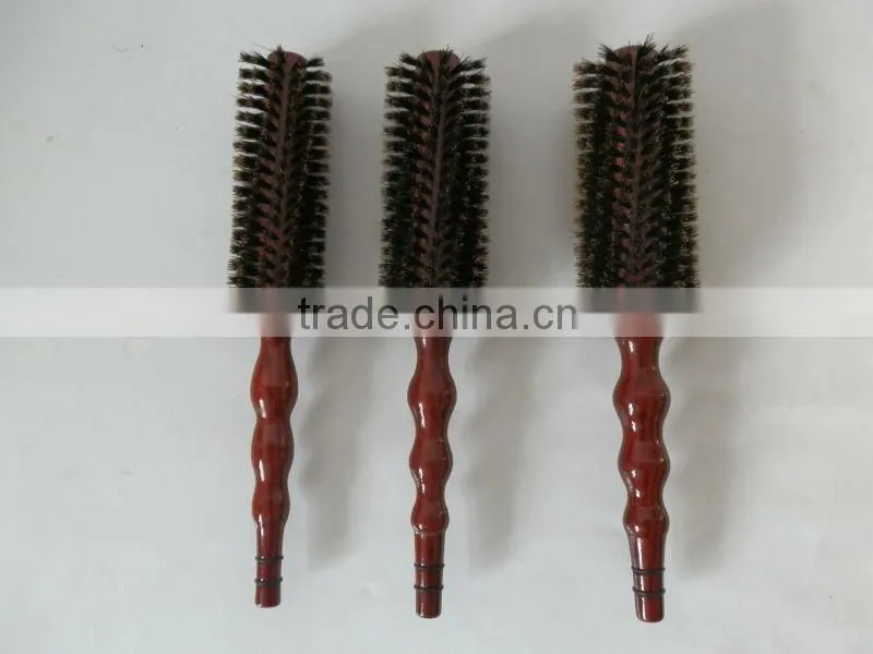 hair brush with boar briste and wood handle