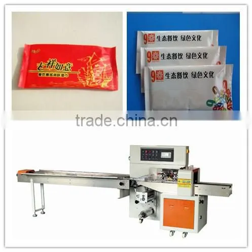Refreshing towel flow wrapping machine