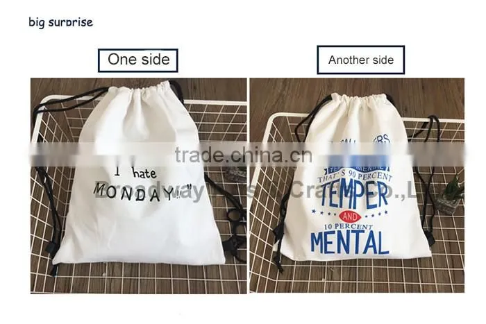 Wholesale Top Quality Custom printing Canvas drawstring Bag