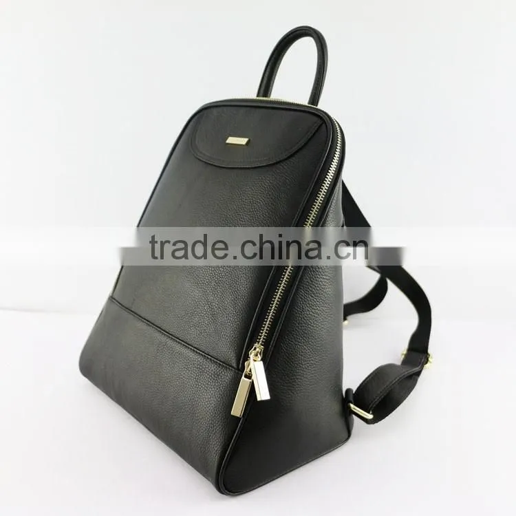 New special design ladies durable black litchi pattern leather backpack
