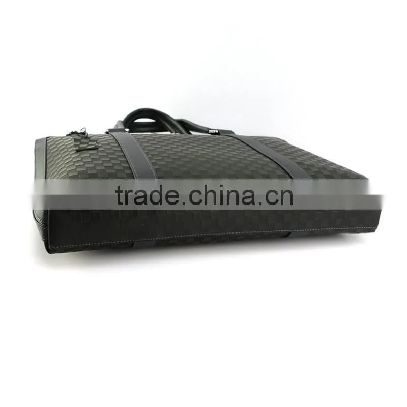 Hot selling stylish black genuine leather stylish woven briefcase for men