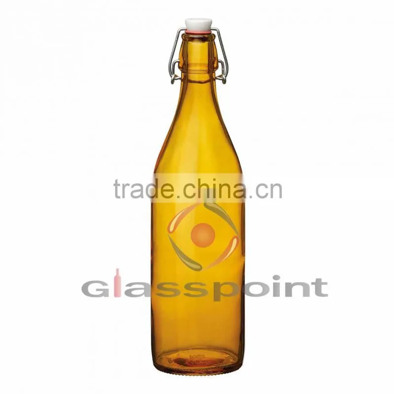 Soda drinking glass bottle, glass bottle for fruit drinks with stopper