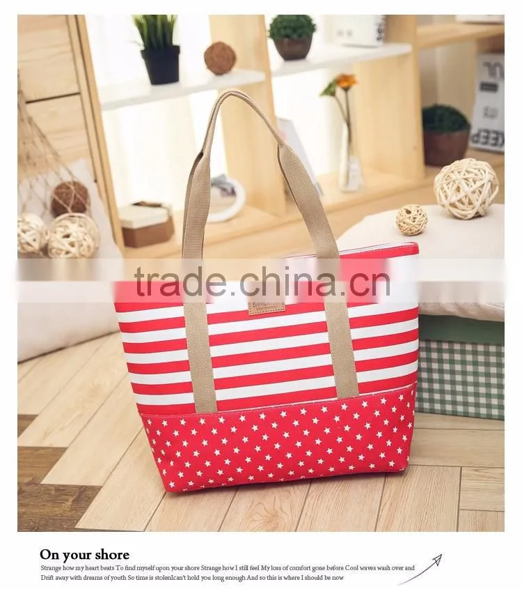 Cotton canvas beach tote bag