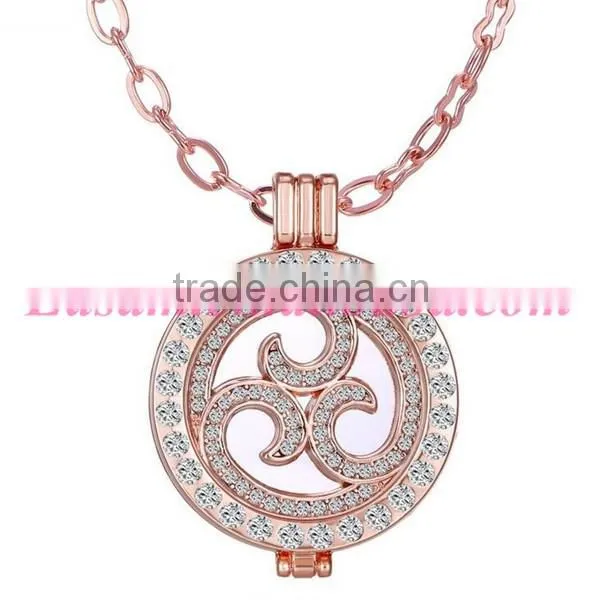 Fashion korean hollow coin necklace,new design locket pendant necklace