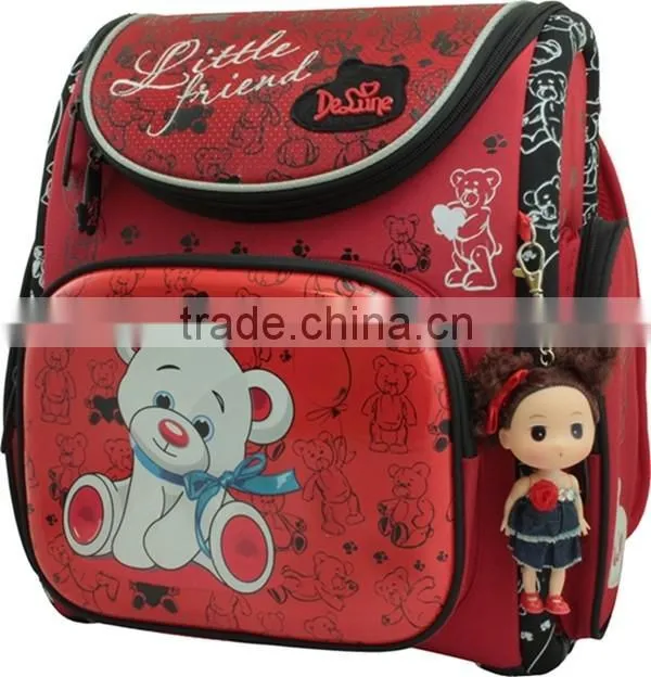 600D girls school bags for kids cartoon bear school backpack