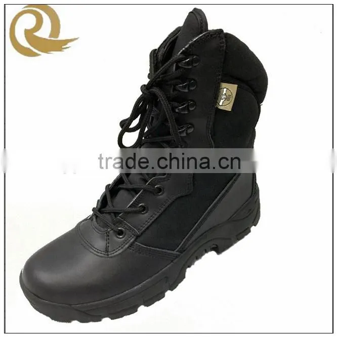 Cheap price army military black leather combat tactical boots with zipper