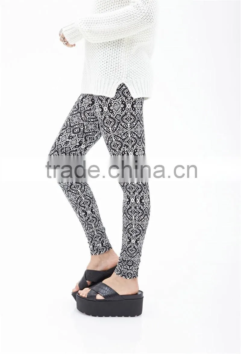 OEM Baroque Pattern Slim Skinny Women Leggings Stretchy Pants Jeggings Pencil Pants