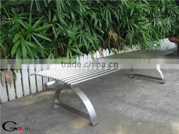 Modern stainless steel park bench without backrest