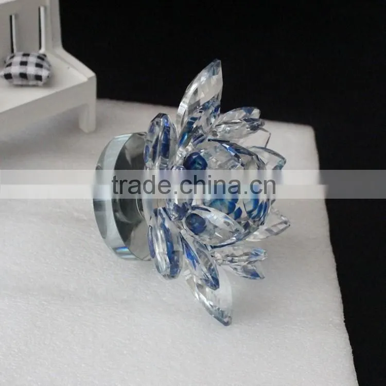 wholesale Clear blue lotus glassware for decorative