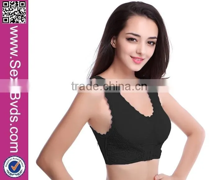 Yoga Fitness Sexy Floral Print Bra with Lace Ham Front
