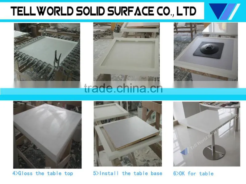 High glossy artifical marble chinese restaurant round table furniture
