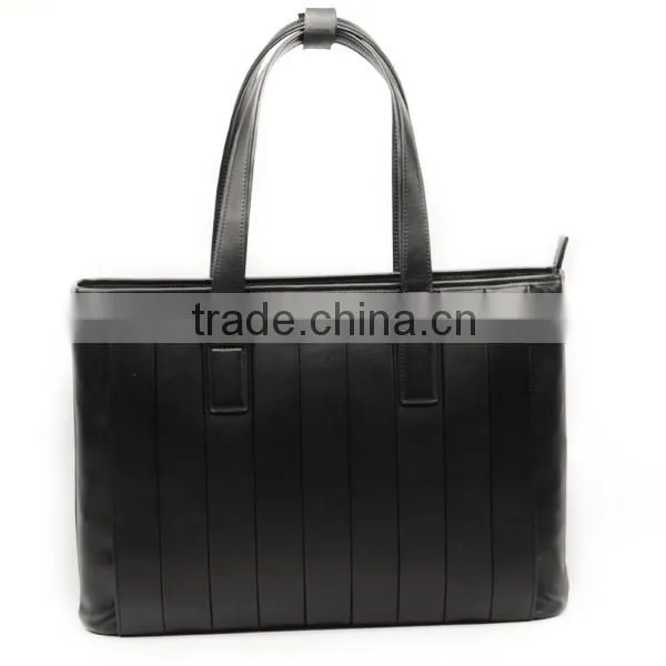 Black Genuine Leather Business Men's Office Laptop Leather Portfolio Tote Bag