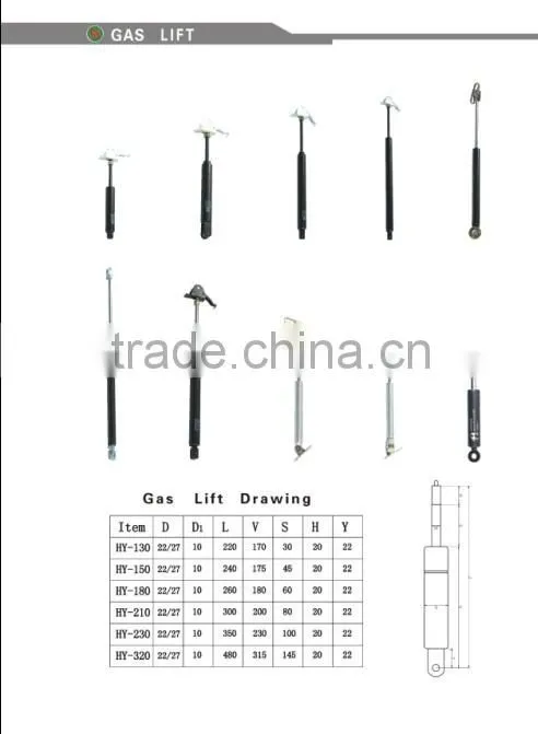 Aksesoris Chair Gas Elevador Gas Lift Gas Spring Gas Strut Powder Coating Black Stroke Length 160mm
