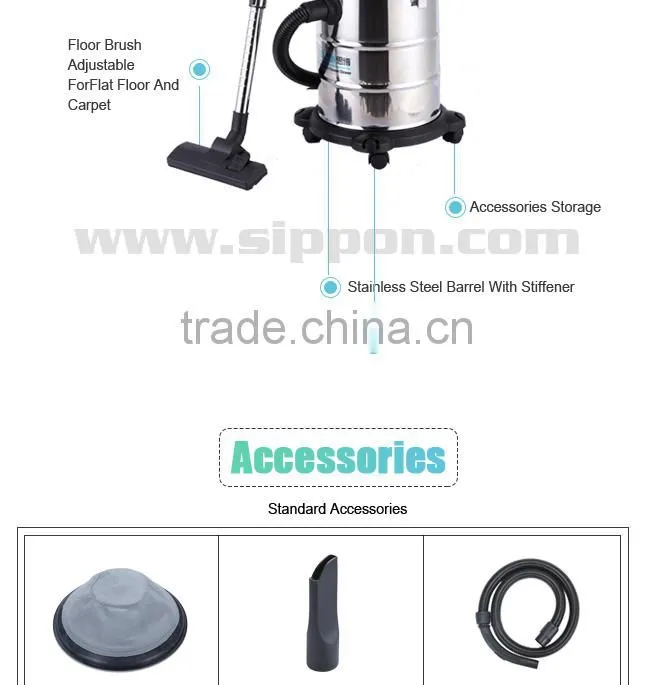 Stainless Steel Barrel Wet&Dry Vacuum Cleaner For House Cleaning