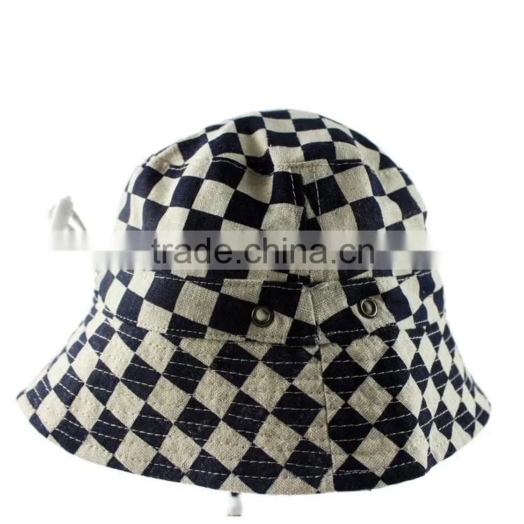 wholesale blank fabric headwear bucket hat with white dots