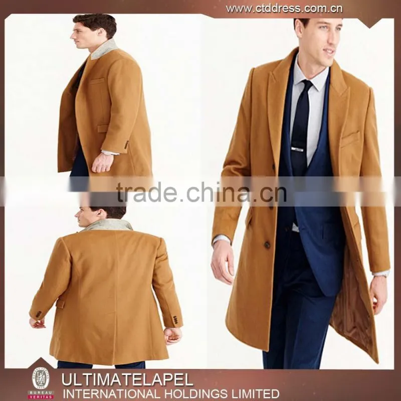 Most Handsome Slim Fit Custom Made Three Button Long Wool Coat for Men