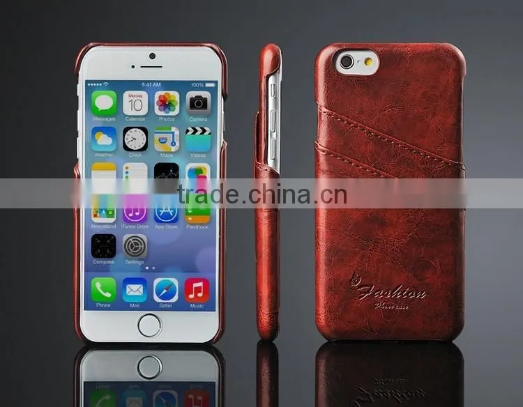 High Quality Oil-wax Leather with Card Slot Leather Back Cover Cases For iPhone 6 / 6s 4.7'' For iPhone 6 6s / Plus 5.5