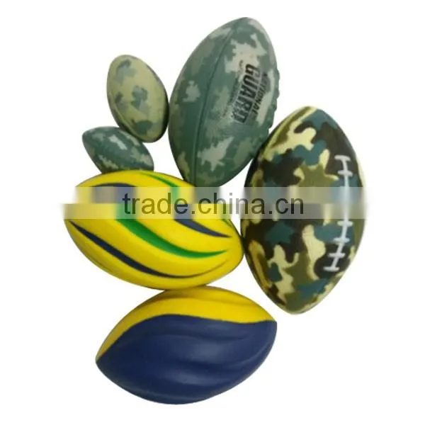 custom logo pu foam football rugby ball shape stress ball