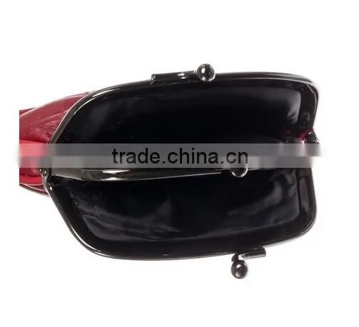 Factory Supplier Womens Leather Kiss Lock Coin Purse Fashion Coin Case