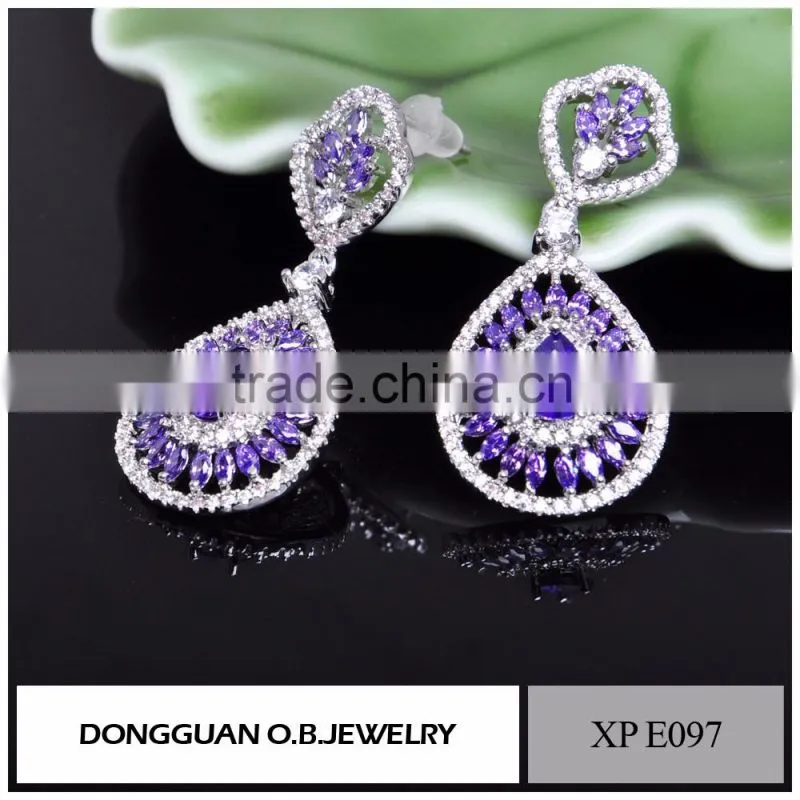 Crystal 925 Sterling Silver Zircon Earring Jewelry With Rhinestone