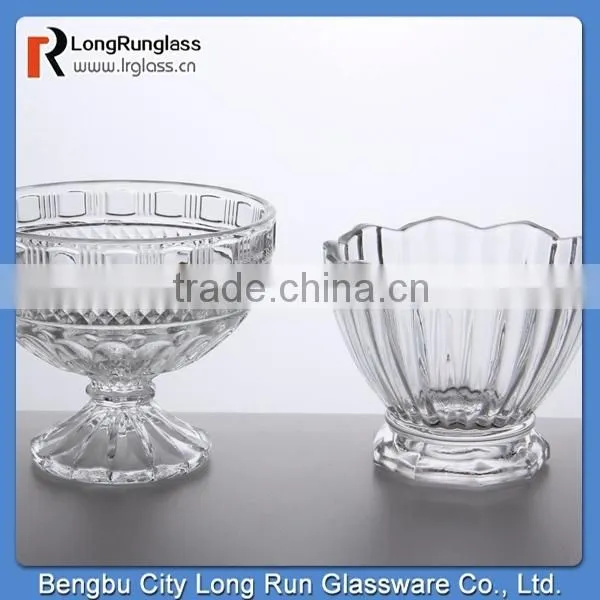 LongRun 2015 Stocked Feature 222ml grace carved frosted Ice Cream Glass bowl with stand manufacture