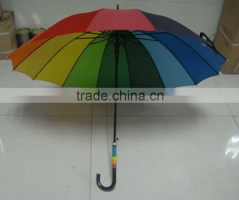 16 colors auto open rainbow umbrella for rain