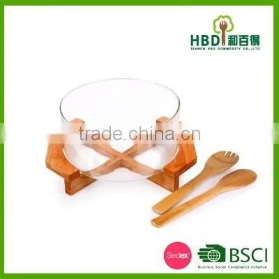 High quality bamboo salad bowl with spoons,natural living bamboo salad bowls wholesale