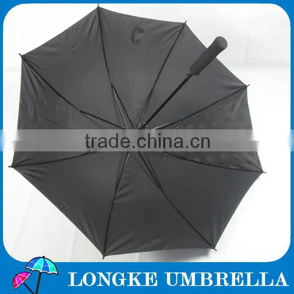 24"black color auto l open Straight golf Umbrella with foam handle
